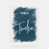 Elégant chic bleu foncé mariage numéros de table (Recto)