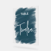 Elégant chic bleu foncé mariage numéros de table (Angle)