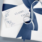 Elegant Chic Blue en White Wedding Cadeaulabel