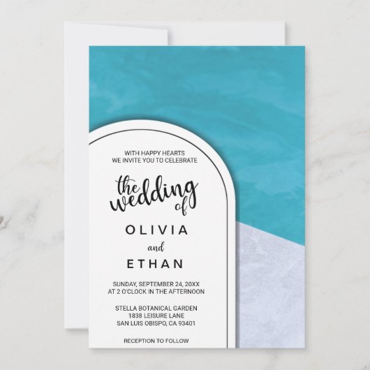Elegant chic blue gray rustiding Wedding Invitatio Kaart (Voorkant)