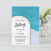 Elegant chic blue gray rustiding Wedding Invitatio Kaart (Staand voorkant)