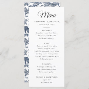 Elegant  Chic Blue Horse Toile Menu