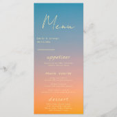 Elegant Chic Blue Oranje Modern Simple Wedding Menu (Voorkant)