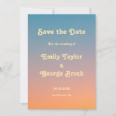 Elegant Chic Blue Oranje Sky Sunset Wedding Save The Date (Voorkant)