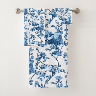 Elegant Chic  Blue Roos Floral Bad Handdoek