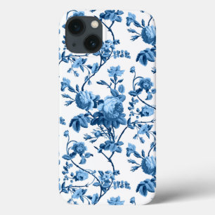 Elegant Chic  Blue Roos Floral iPhone 13 Hoesje