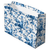 Elegant Chic  Blue Roos Floral Groot Cadeauzakje (Achterkant Gekanteld)