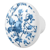 Elegant Chic Blue Roos Floral Keramische Knop (Rechts)