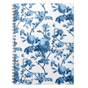 Elegant Chic Blue Roos Floral Notitieboek