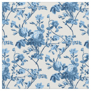 Elegant Chic Blue Roos Floral Stof
