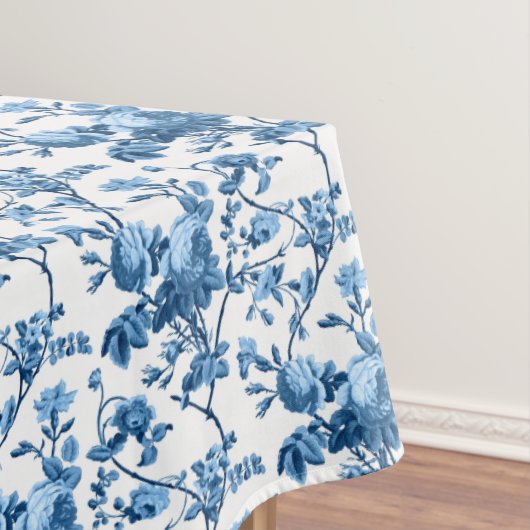 Elegant Chic  Blue Roos Floral Tafelkleed (Voorbeeld)