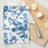 Elegant Chic  Blue Roos Floral Theedoek (Quarter Fold)