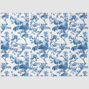 Elegant Chic  Blue Roos Floral Tissuepapier