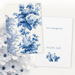 Elegant Chic Blue Rozen Notitiekaartje