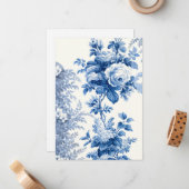 Elegant Chic Blue  Rozen Notitiekaartje (Voorkant / Achterkant in situ)