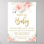 Elegant Chic Blush Pink Floral Don't Say Baby spel Poster (Voorkant)