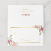 Elegant Chic Blush Pink Floral Gold Lijst Wedding (Buitenkant ongevouwen)