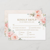 Elegant Chic Blush Roses Floral Wedding Meal RSVP Kaartje (Voorkant / Achterkant)