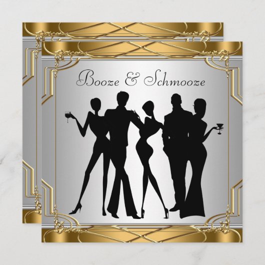 Elegant Chic Booze et Schmooze Invitations (Devant / Derrière)