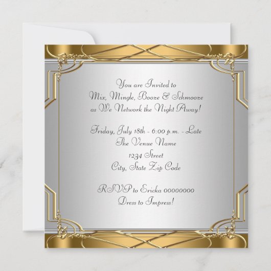 Elegant Chic Booze et Schmooze Invitations (Dos)
