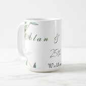 Élégant Chic Botanical Green 25e Mariage Gift Mug (Devant gauche)