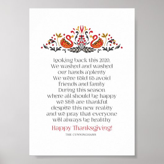Elegant Chic Botanicals Thanksgiving Poem Poster (Voorkant)
