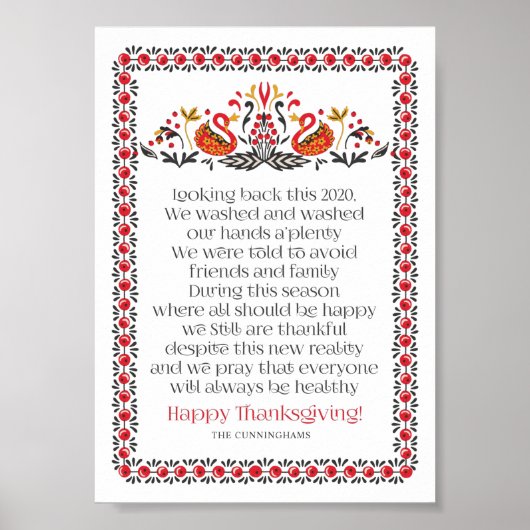 Elegant Chic Botanicals Thanksgiving Poem Poster (Voorkant)