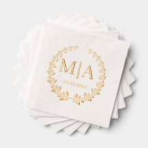 élégant chic botanique monogramme mariage doré