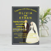 Elegant chic bride and groom Wedding Invitation Kaart (Staand voorkant)
