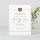 Elégant Chic Brown Monogramme Mariage Invitation (Debout devant)