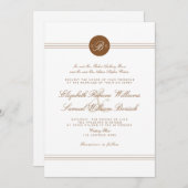 Elégant Chic Brown Monogramme Mariage Invitation (Devant / Derrière)