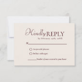 Elegant & Chic Burgundy & Ivory wedding RSVP Card (Devant)