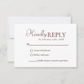 Elegant & Chic Burgundy wedding RSVP Card (Devant)