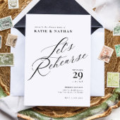 Elegant Chic Calligraphy Rehearsal Dinner Kaart