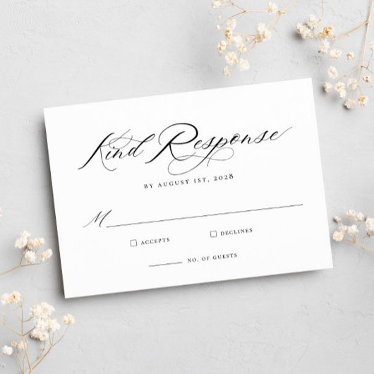 Elegant Chic Calligraphy Wedding RSVP Kaart