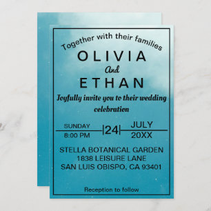 Elégant chic classe bleu ciel Faire-part de mariag