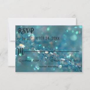 Elegant chic classy blue glitter Wedding RSVP Kaar