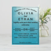 Elegant chic classy blue sky Wedding Invitation Kaart (Staand voorkant)