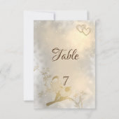 Élégant Chic Cœurs en Or, Oiseaux Carte de Table (Dos)
