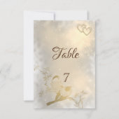 Élégant Chic Cœurs en Or, Oiseaux Table Carte (Devant)