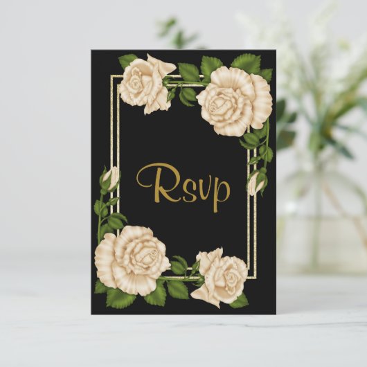 Elegant Chic Corner ivoire Roses mariage RSVP (Debout devant)