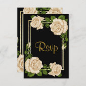 Elegant Chic Corner ivoire Roses mariage RSVP (Devant / Derrière)