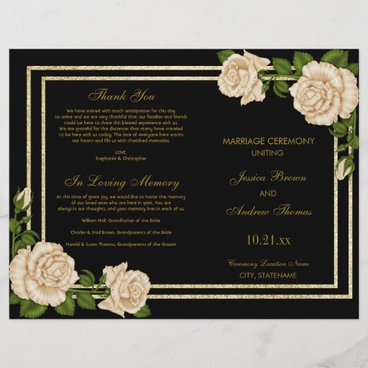 Elegant Chic Corner Ivory Roses programme de maria (Devant)