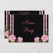 Elégant Chic Corner Rose Bouquet Menu RSVP (Devant / Derrière)