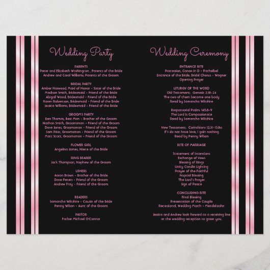 Élégant Chic Corner Rose Bouquet Programme de mari (Dos)