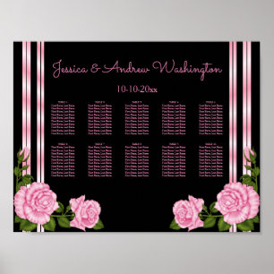 Elegant Chic Corner Rose Bouquet Seating Chart Poster