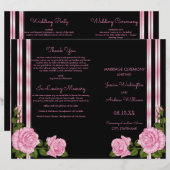 Elegant Chic Corner Rose Bouquet Wedding Programme (Voorkant / Achterkant)