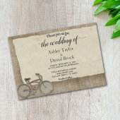 Elegant Chic Cycling Rustic Wood Wedding Kaart