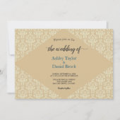Elegant Chic Damask beige Formal Wedding Kaart (Voorkant)