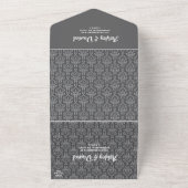 Elegant Chic Damask Grey Formal Wedding All In One Uitnodiging (Buitenkant)